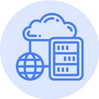 Web hosting icon, Blue, Circle